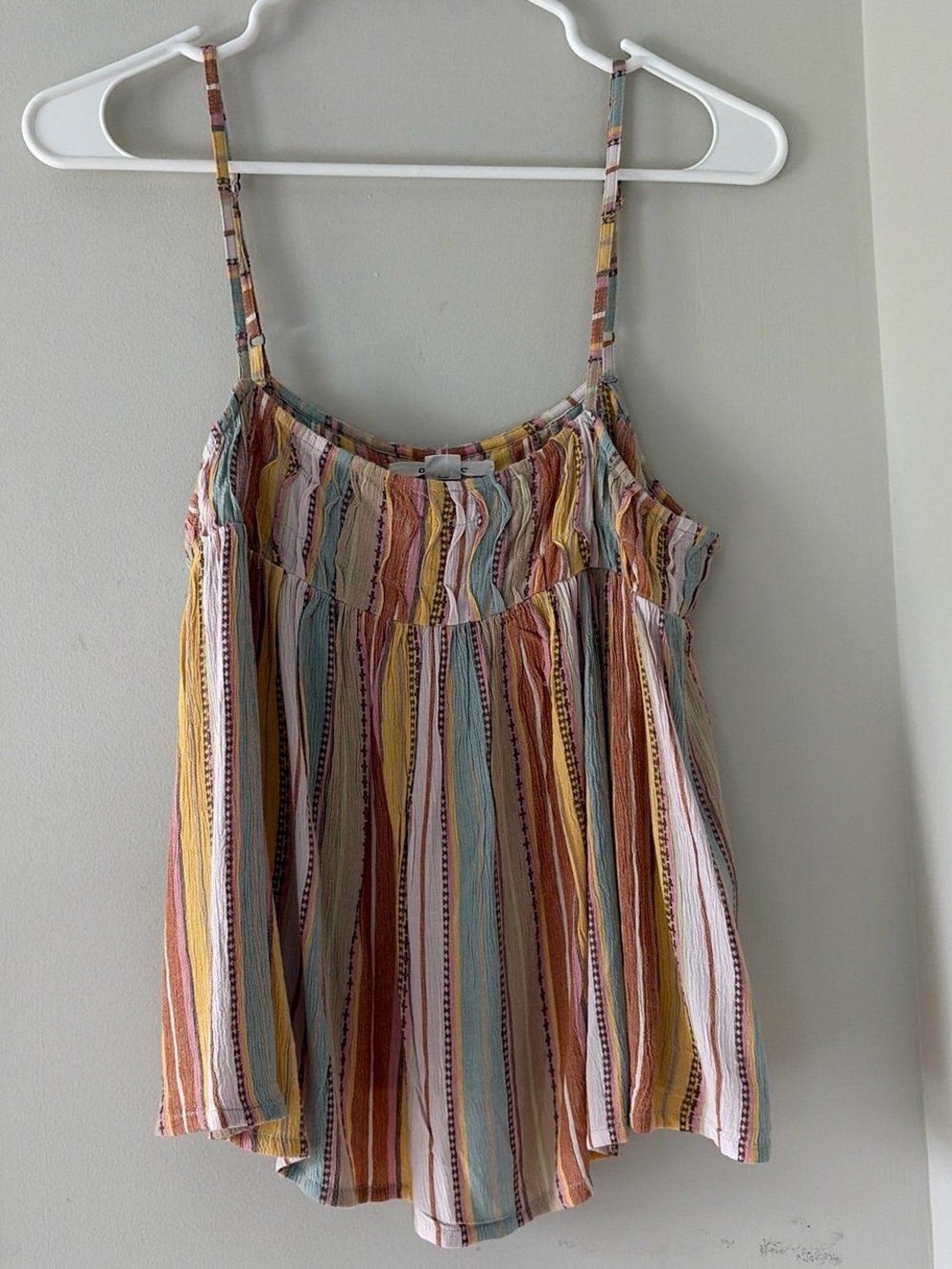 O'Neill Striped Spaghetti Strap Tank Top - Yellow, Rust, Teal, Cream